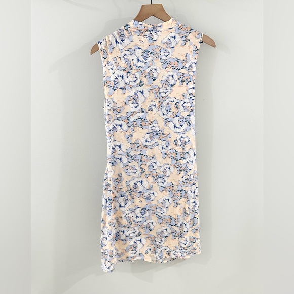 French Connection Blue & Orange Floral Wrap Front Knit Dress Size Medium - Picture 5 of 6